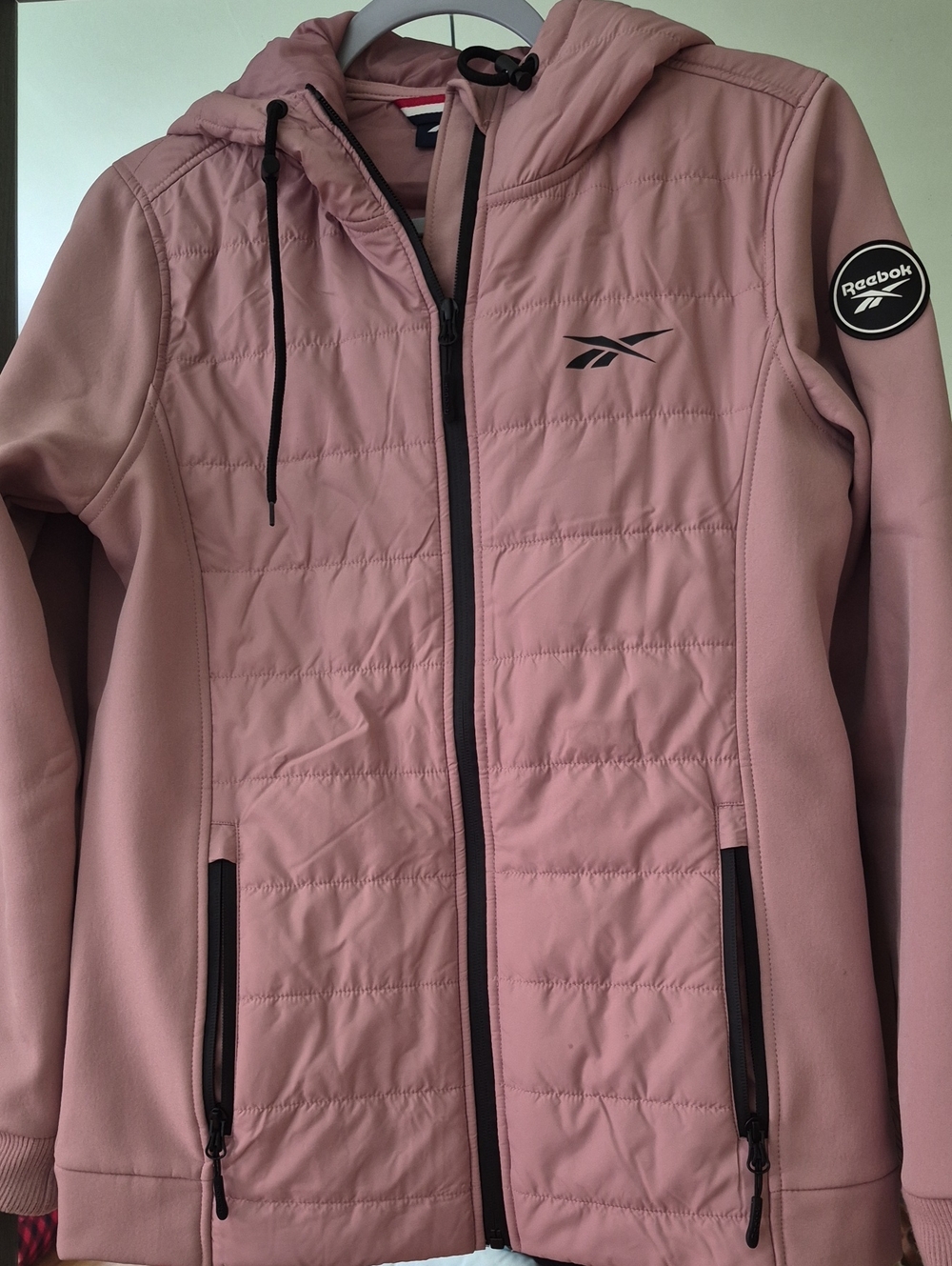 Reebok Women's Dusty Pink Quilted Hooded Puffer Jacket NWOT